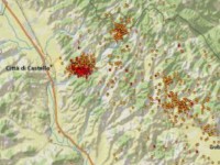 Terremoto a Città di Castello, mappa delle scosse