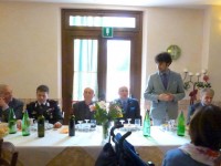 Il sindaco di Corinaldo Matteo Principi durante il suo intervento alla riunione dei Carabinieri