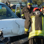 Le auto incidentate sulla SS16 al Ciarnin di Senigallia: vigili del fuoco al lavoro