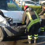 Le auto incidentate sulla SS16 al Ciarnin di Senigallia: vigili del fuoco al lavoro