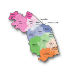 La suddivisione in 13 zone territoriali per quanto riguarda l'Azienda Sanitaria Unica Regionale delle Marche