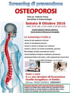 Screening prevenzione osteoporosi presso studio medico Frezza Cristalli di Marzocca di Senigallia - locandina