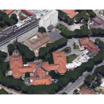 L'area ospedaliera di via Cellini a Senigallia, vista dai satelliti. Mappa e dati cartografici Google
