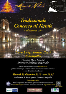 La locandina del concerto di natale della corale Luigi Tonini Bossi