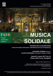 La locandina del concerto "Musica solidale" alla chiesa della Croce di Senigallia