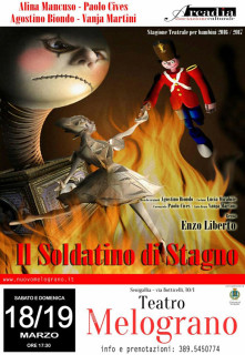 La locandina dello spettacolo "Il soldatino di stagno" al teatro Nuovo Melograno di Senigallia