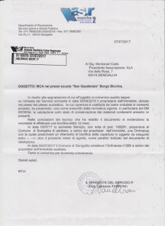 Risposta a segnalazione presenza amianto alla scuola San Gaudenzio di Borgo Bicchia a Senigallia