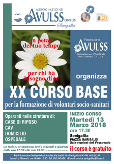 Avulss Senigallia - XX Corso base per la formazione di volontari socio-sanitari - locandina