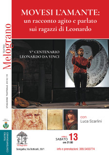 Movesi l’amante: un racconto agito e parlato sui ragazzi di Leonardo al Nuovo Melograno di Senigallia - locandina