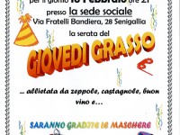Locandina "Giovedì Grasso" allo Sci Club di Senigallia