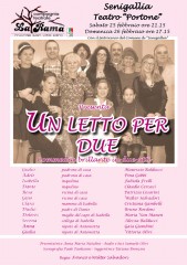 Volantino spettacolo "Un letto per due" al Teatro Portone