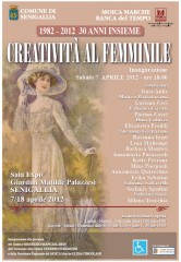 Locandina dell'esposizione del Moica Marche a Senigallia "Creatività al Femminile"