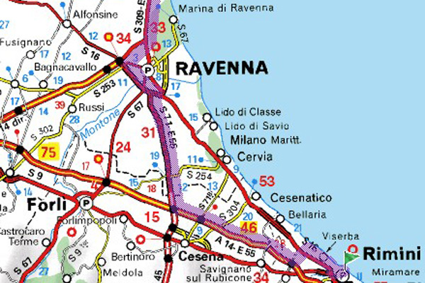 L'epicentro del sisma a largo delle coste di Ravenna