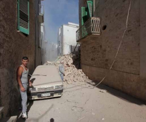 Le macerie delle palazzine crollate a Coversano