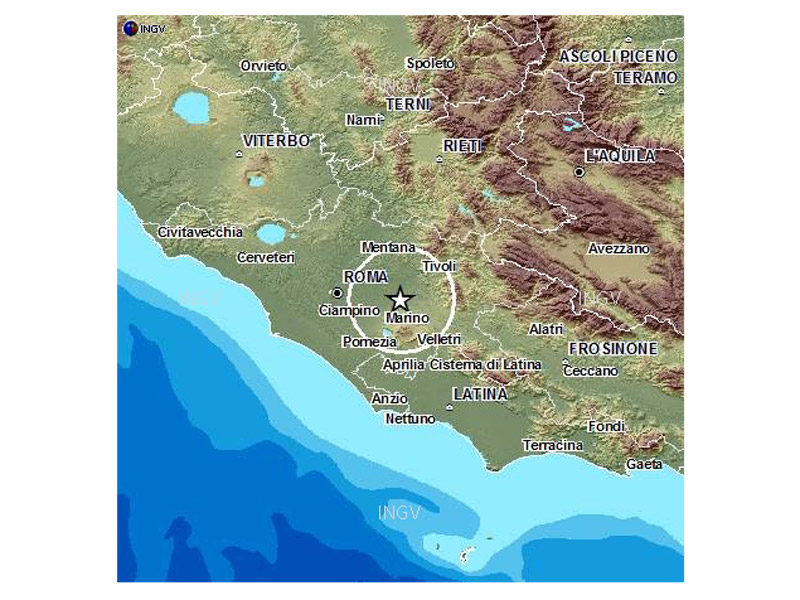 Mappa del terremoto a Roma del 9 luglio 2012
