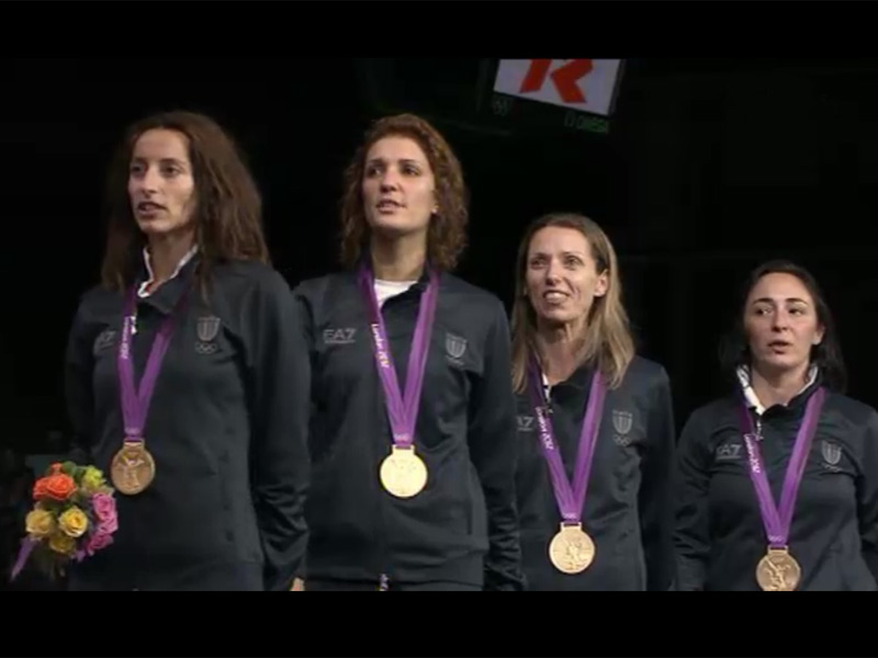 La squadra italiana di fioretto femminile, oro a Londra 2012