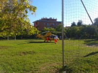 L'eliambulanza al Bocciodromo di via Rovereto a Senigallia