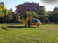 L'eliambulanza riparte dal bocciodromo di via Rovereto