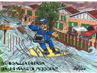 Vignetta sugli allagamenti a Senigallia