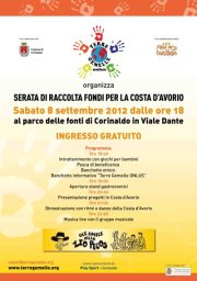 Serata di raccolta fondi per la Costa d'Avorio a Corinaldo l'8 settembre