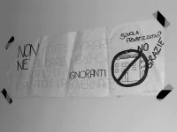 Striscione per l'occupazione degli studenti del Perticari di Senigallia