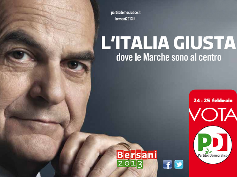 Politiche 2013, locandina Pd Marche