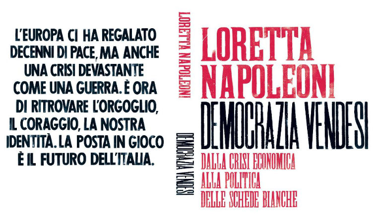 "Democrazia vendesi": copertina e retro di copertina