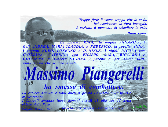 Annuncio funebre per Massimo Piangerelli