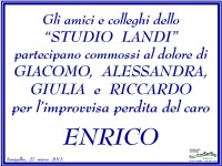 Manifesto funebre per Enrico Landi dagli amici dello studio Landi