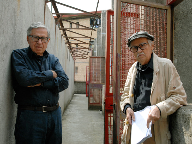 Cinema: i fratelli Paolo e Vittorio Taviani sul set di Cesare non deve morire