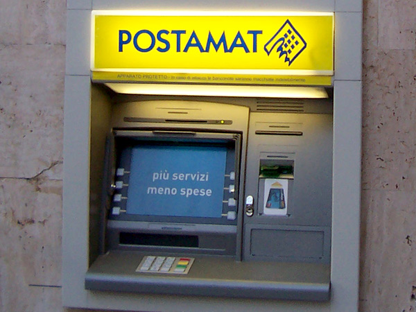 Postamat, bancomat, uffici postali, poste