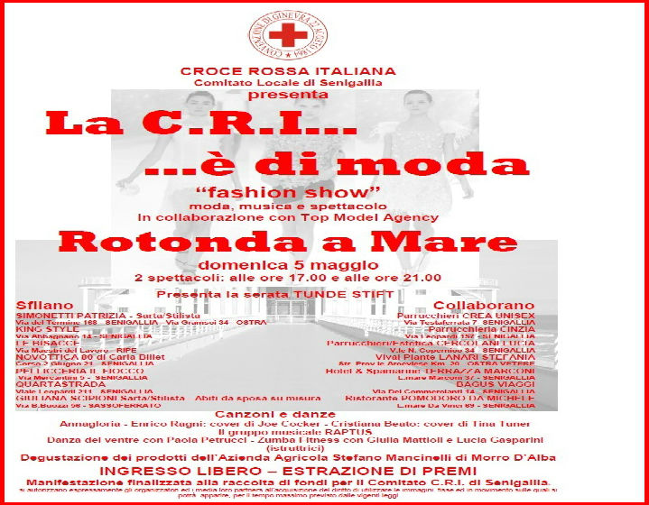 Manifesto sfilata di moda organizzata dalla Croce Rossa Senigallia