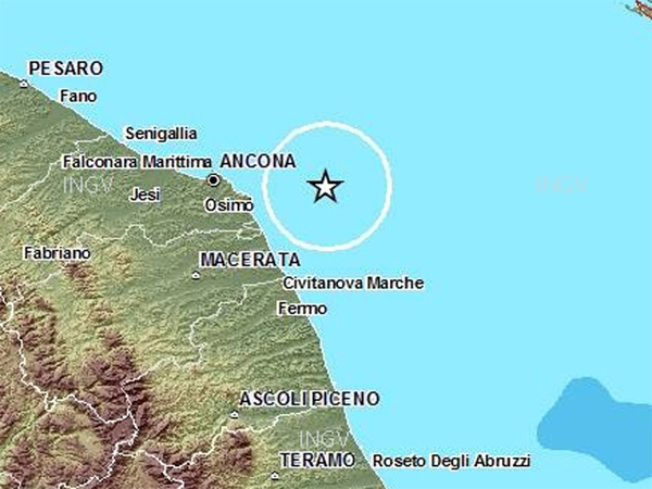 La mappa del terremoto a largo di Ancona del 13 giugno 2013 fornita dall'INGV