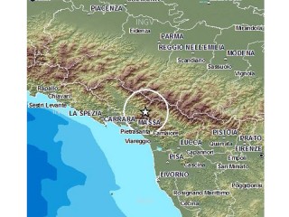 Mappa del terremoto in lunigiana del 30 giugno 2013. Fonte: INGV