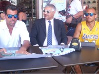 Il sindaco Mangialardi, l'assessore Campanile e l'organizzatore Pasquinelli alla presentazione della Summer League di Basket 2013