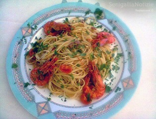 Spaghetti ciauscolo e mazzancolle