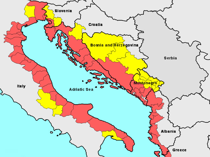 Mappa della Macroregione adriatico-ionica