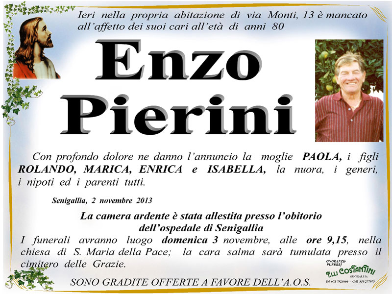 Manifesto funebre per Enzo Pierini