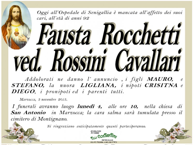 Necrologio per Fausta Rocchetti