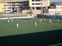 L'esultanza di Pesaresi dopo il gol decisivo alla Cagliese (3 novembre 2013)