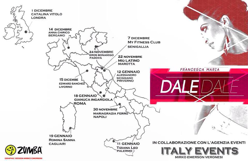 La locandina della tournée "Dale Dale" di Francesca Maria in Italia e a Londra