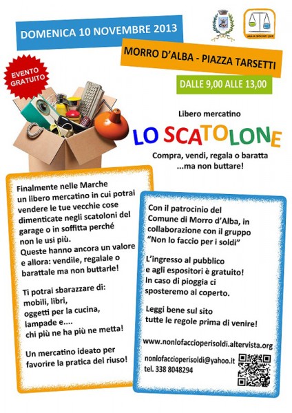 locandina del mercatino "Lo Scatolone"