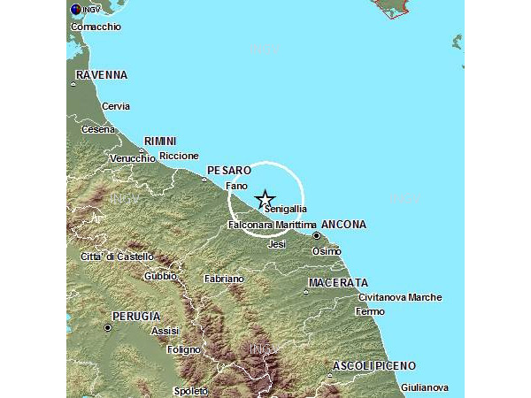 La mappa del terremoto a Senigallia del 4 novembre 2013