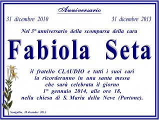 Messa in ricordo di Fabiola Seta
