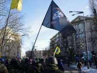 I manifestanti anti-governativi durante gli scontri in Ucraina del gennaio 2014