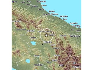 La mappa del terremoto dell'8 gennaio 2014 nell'are adi Gubbio, fonte INGV.it