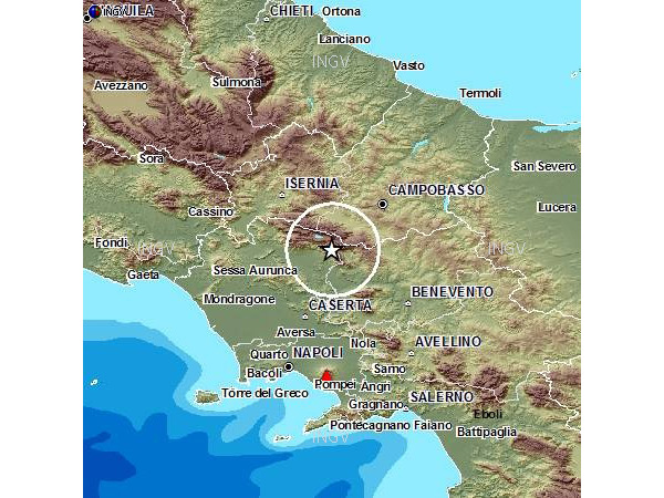 Un sisma di magnitudo (ML) 4.2 è avvenuto poco dopo le ore 8 di mattina di lunedì 20 gennaio 2014 tra le province di Caserta e Benevento. Immagine dell’Istituto Nazionale di Geofisica e Vulcanologia