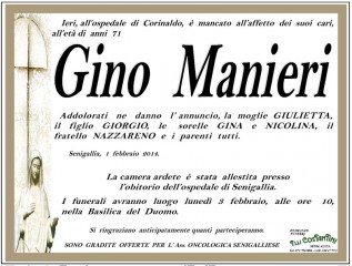 Manifesto funebre per Gino Manieri