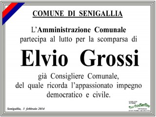 Comune di Senigallia in lutto per la morte di Elvio Grossi
