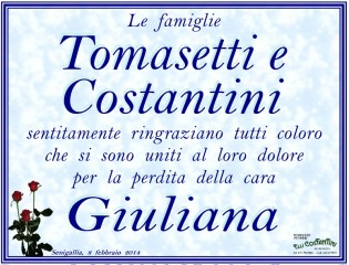 Manifesto funebre per Giuliana Costantini in Tomasetti